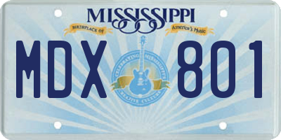 MS license plate MDX801