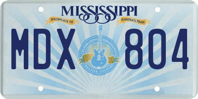 MS license plate MDX804