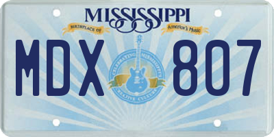MS license plate MDX807