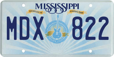 MS license plate MDX822