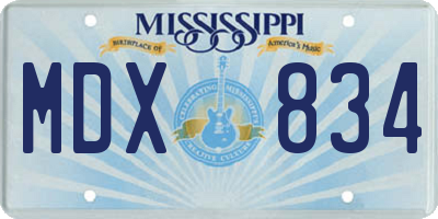 MS license plate MDX834