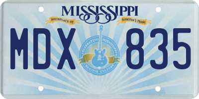 MS license plate MDX835