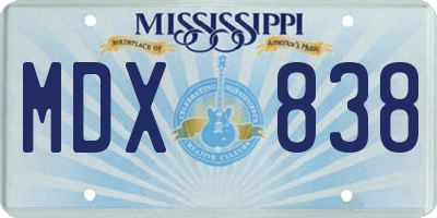 MS license plate MDX838