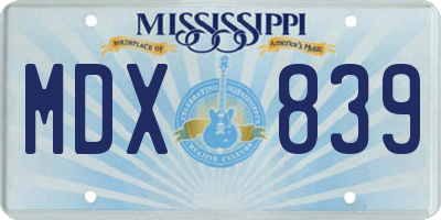 MS license plate MDX839