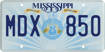 MS license plate MDX850