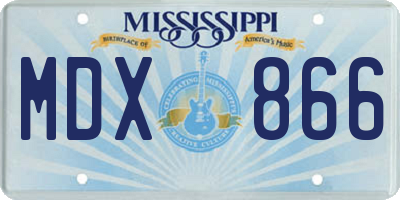 MS license plate MDX866