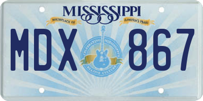 MS license plate MDX867