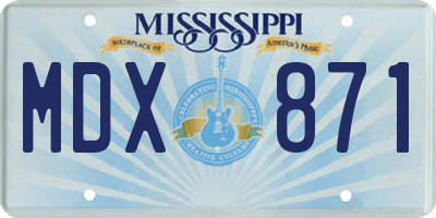 MS license plate MDX871
