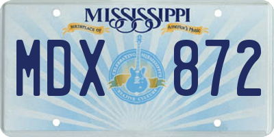 MS license plate MDX872
