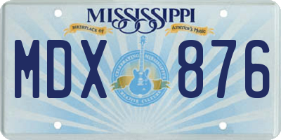 MS license plate MDX876