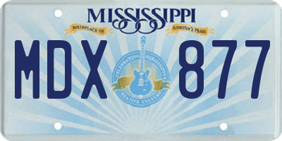 MS license plate MDX877