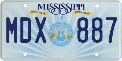 MS license plate MDX887