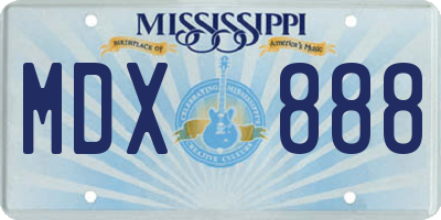 MS license plate MDX888