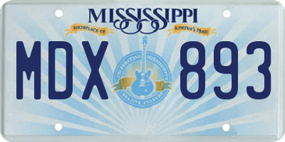 MS license plate MDX893