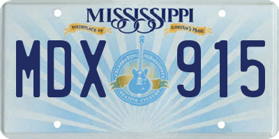MS license plate MDX915