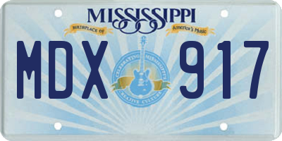 MS license plate MDX917
