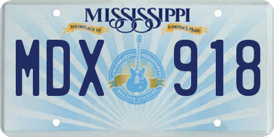 MS license plate MDX918