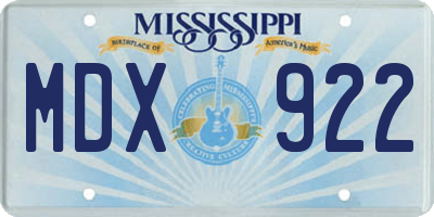MS license plate MDX922