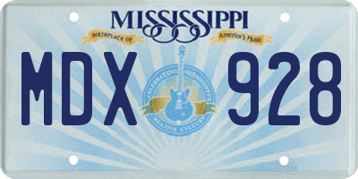 MS license plate MDX928