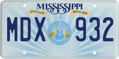 MS license plate MDX932