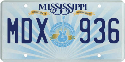 MS license plate MDX936