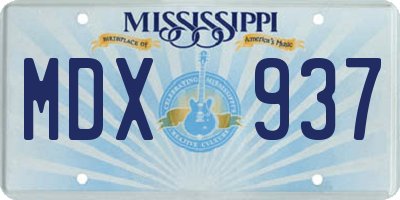MS license plate MDX937