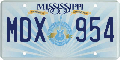 MS license plate MDX954