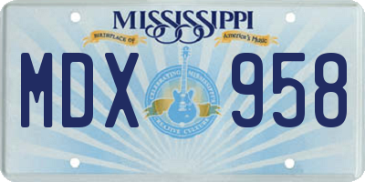 MS license plate MDX958
