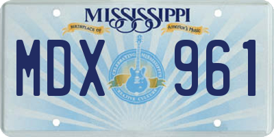 MS license plate MDX961