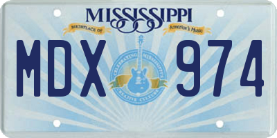 MS license plate MDX974