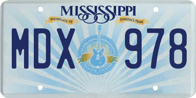 MS license plate MDX978