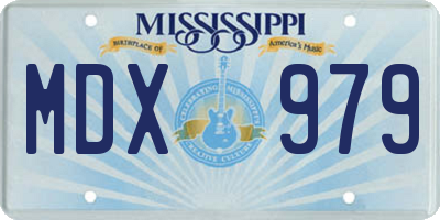 MS license plate MDX979