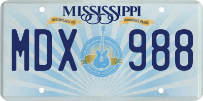 MS license plate MDX988