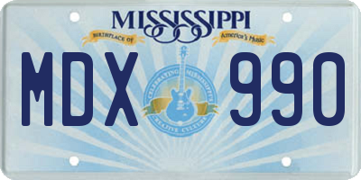 MS license plate MDX990