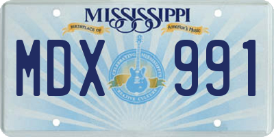 MS license plate MDX991