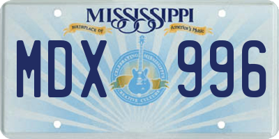 MS license plate MDX996