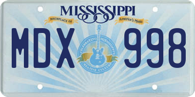 MS license plate MDX998