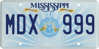MS license plate MDX999