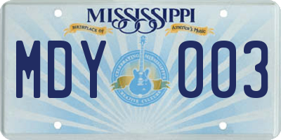 MS license plate MDY003