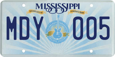 MS license plate MDY005