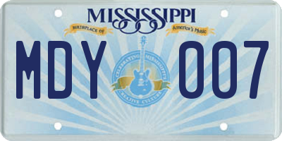 MS license plate MDY007