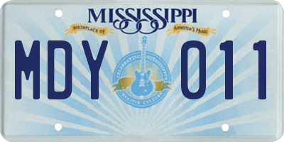 MS license plate MDY011