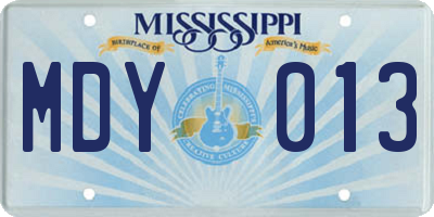 MS license plate MDY013