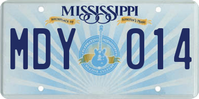 MS license plate MDY014