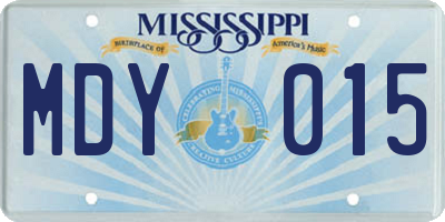 MS license plate MDY015