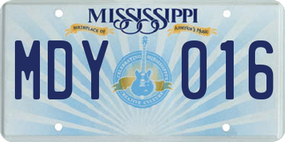 MS license plate MDY016