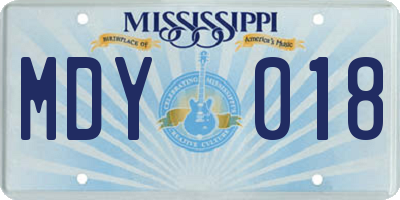 MS license plate MDY018