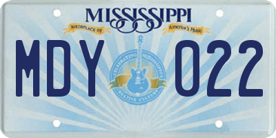 MS license plate MDY022
