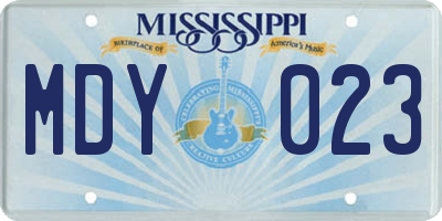 MS license plate MDY023
