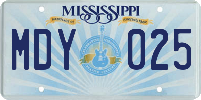 MS license plate MDY025